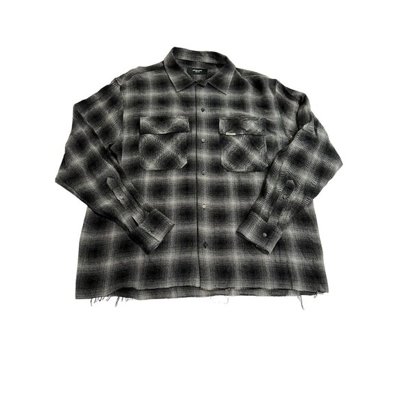 Represent England Flannel Shirt Raw Hem in Black White